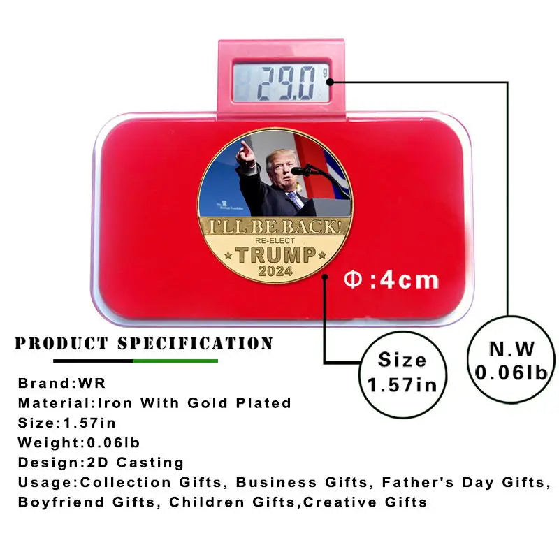 Donald Trump 2024 Gold Plated Commemorative Coin Collectibles