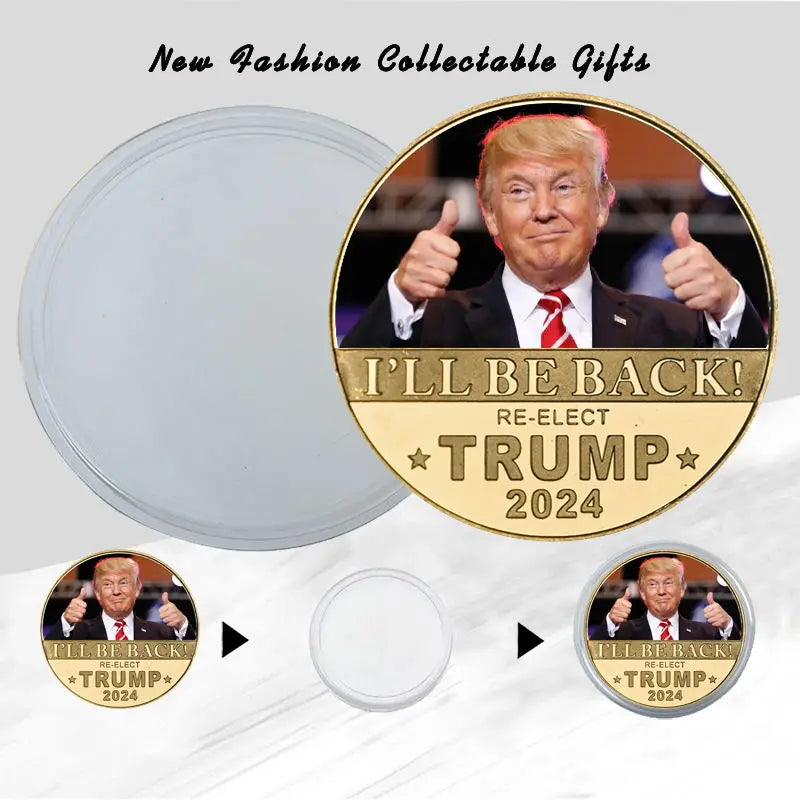 Donald Trump 2024 Gold Plated Commemorative Coin Collectibles